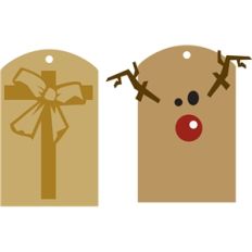 bow and reindeer tags