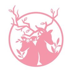 deer couple silhouette monogram frame