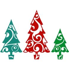 3 flourished christmas trees