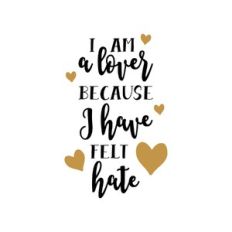 i am a lover because i have felt hate