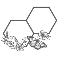 butterfly floral double hexagon