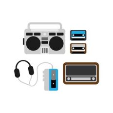 radio and headphone