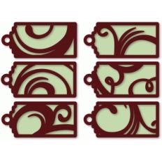 6 flourished small tags
