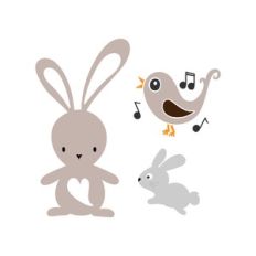 spring animals: rabbits and bird