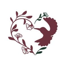 floral heart and bird