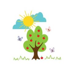 apple tree and butterflies