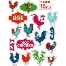 ml roosters and chickens love stickers