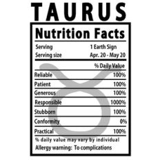 taurus nutrition fact label