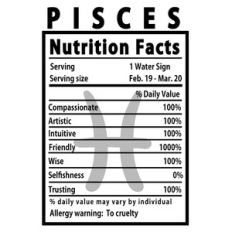 pisces nutrition fact label