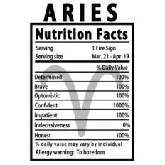 aries nutrition fact label