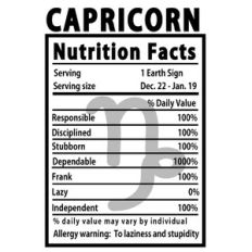 capricorn nutrition fact label