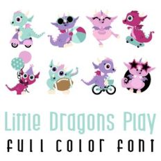 little dragons play - full color font