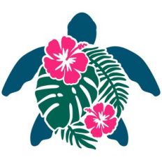 sea turtle with hibiscus shell