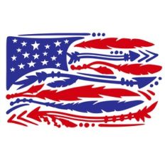 american flag with feathers