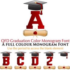 qfd graduation color monogram font