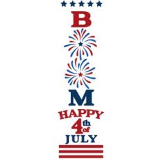 boom happy 4th of july vertical sign