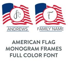 american flag monogram frames full color font