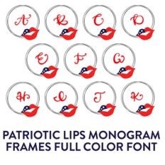 patriotic lips monogram frames full color font