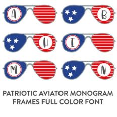 patriotic aviator frames full color monogram font