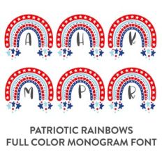 patriotic rainbows full color monogram font