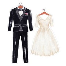wedding dress and tuxedo