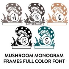 mushroom monogram frames full color font