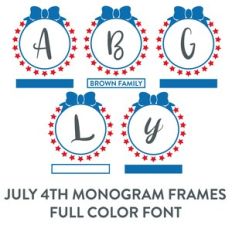 july 4th monogram frames full color font