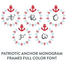 patriotic anchor monogram frames full color font