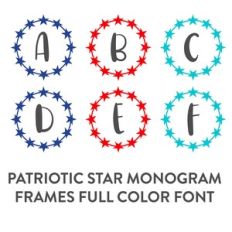 patriotic star frames full color monogram font