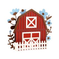 barn with flowers box card