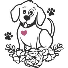 cute dog with flowers