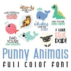 punny animals full color font