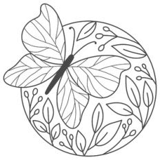 butterfly with leaves circle