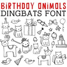 cg birthday animals dingbats