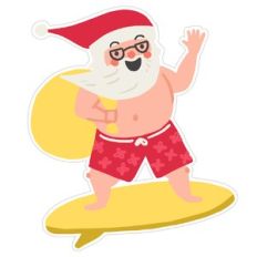 surfing santa print and cut