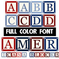 americana blocks color font