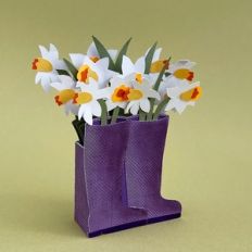 daffodils in rainboots mini box card