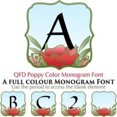 qfd poppy color monogram font