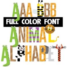 animal alphabet color font