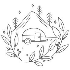 camper van floral mountain