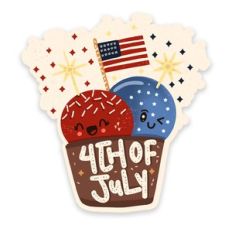 4th of july independence day cute kawaii ice cream sticker