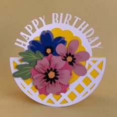 happy birthday rocker card with flowers