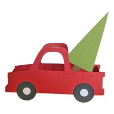 red truck with christmas tree treat box