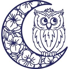 owl on floral moon mandala
