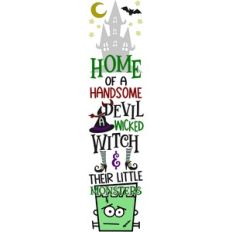 vertical devil witch monsters - halloween design