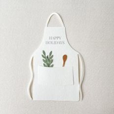 happy holidays apron card by farren celeste