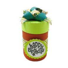 round birthday box with 3d bow
