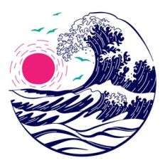 retro beach wave