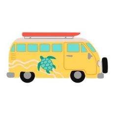 camper van with sea turtle