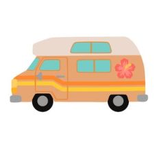 camper van with hibiscus flower